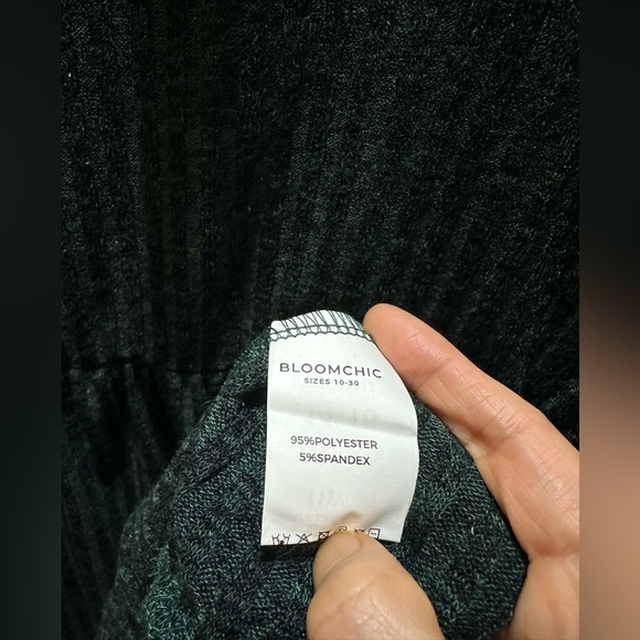 Bloomchic Plus Size XL Solid Pocket Rib Knit Ruffle Hem Dress Without Belt - Picture 5 of 5